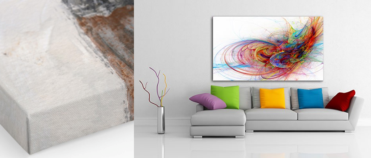 Toile imprimée, tendue  sous chassis bois